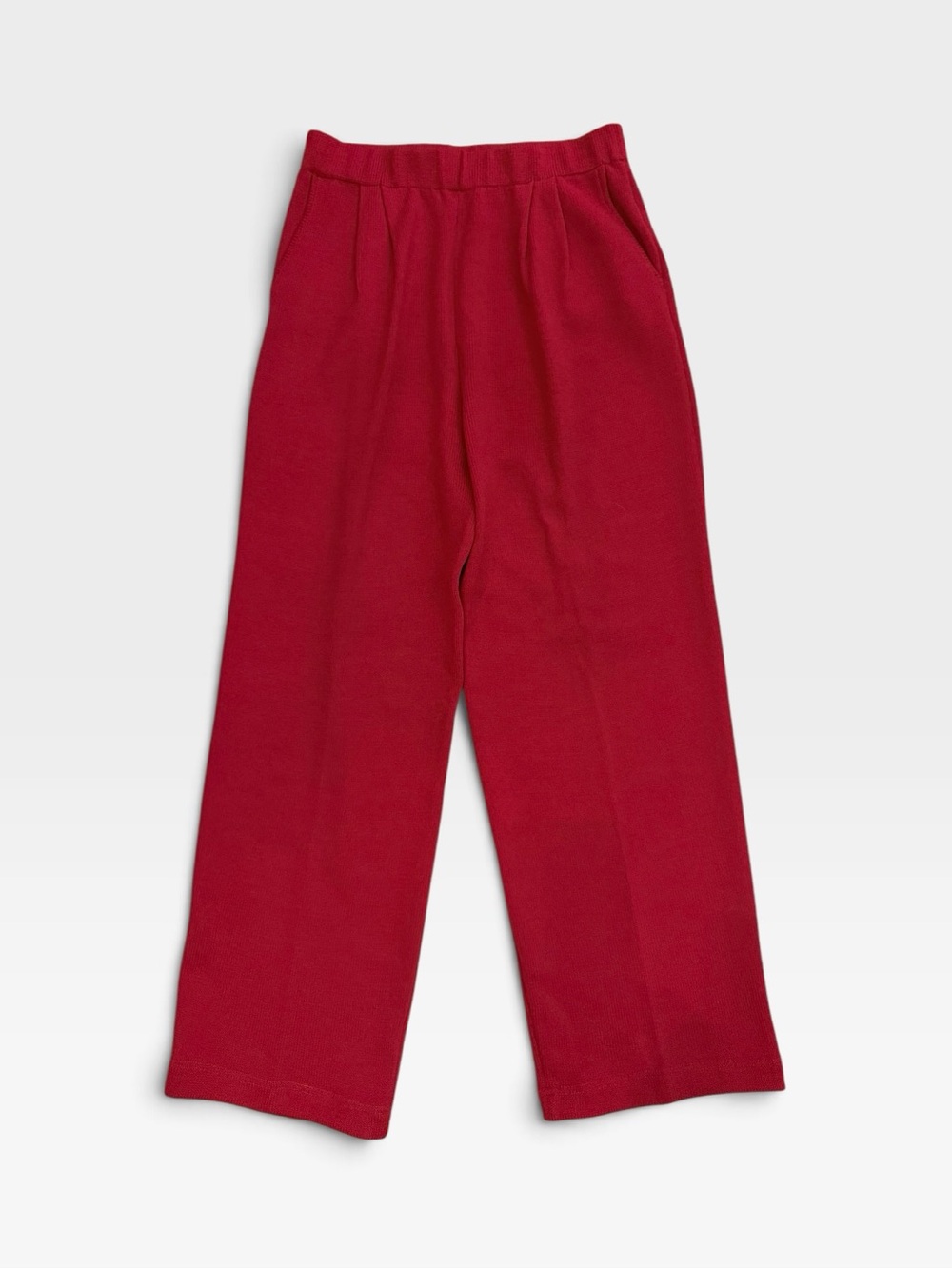 St John Evening cherry red knit pleated pull on trousers